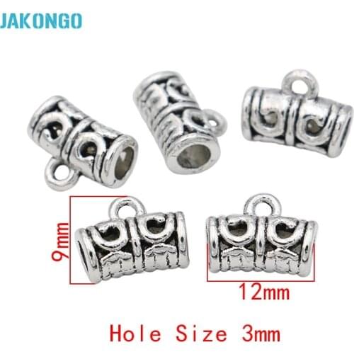 40pcs Antique Silver Plated Bail Loose Beads for Jewelry Making Bracelet Jewelry Accessories DIY Handmade Craft 12x9mm