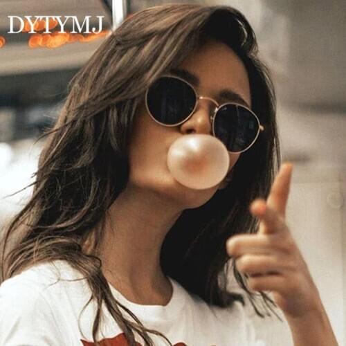 DYTYMJ Small Frame Sunglasses Women Classic Alloy Round Sunglasses for Women Retro Sun Glasses for Men Vintage Oculos De Sol