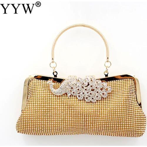 Elegant Luxury Rhinestone Hobos Clutch Bag Fashion Evening Bags Small Handbag Female Party Clutches Purse Shoulder Pouch Purse