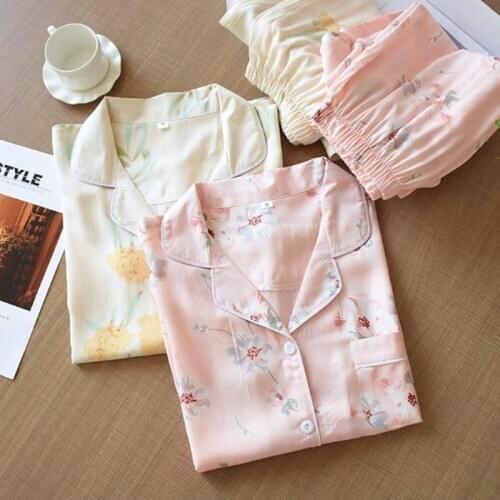 Fdfklak Vintage print sleeping clothes new cotton pajamas for women autumn winter pijama set loose home suit pyjama femme