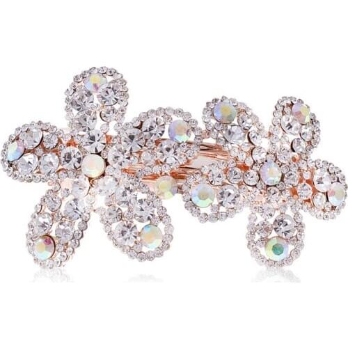 IMIXLOT Sweet Romantic Crystal Flower Hair Clips for Women Girls Valentines Day Best Gifts Hairpins