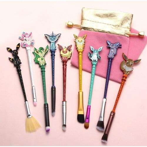 Pokemon Makeup Brushes Pikachu Naruto one piece Anime Figure Model kawaii Gift Cosmetics