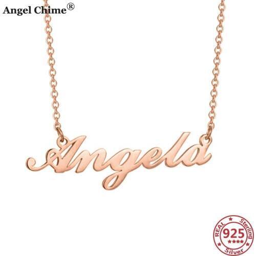 Angel Chime Customize Name Necklace 925 Sterling Silver DIY Name Necklace Pendant Personalize Letter Necklace Moms Gift Jewelry