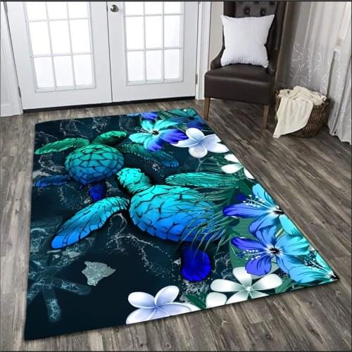 Hawaii Polynesian Turtle Bedding Set Area Rug 3D Printed Non-slip Mat Dining Room Living Room Soft Bedroom Carpet