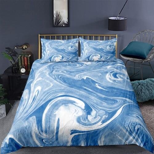 WOSTAR Blue marble duvet cover set 3d geometry printed bedding set twin full queen king size quilt cover pillow case bedclothes