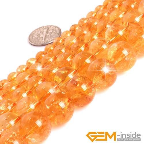AAA Grade Round Genuine Yellow Citrines Precious Stone Beads Strand 15" Natural Stone DIY Loose Bead for Jewelry Making