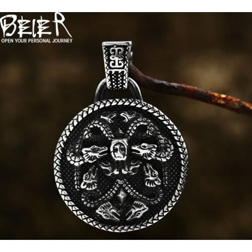 Beier 316L stainless Norse Viking Odin Multi-headed snake for Men Amulet scandinavian Necklace pendant animal Jewelry LP449