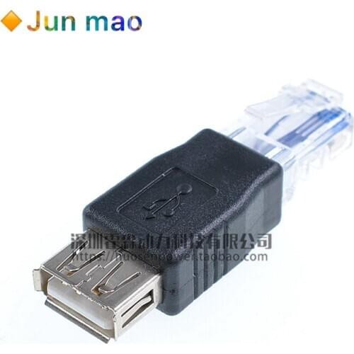 USB A Female to Ethernet RJ45 Male Adapter Connector Router Adapter Black