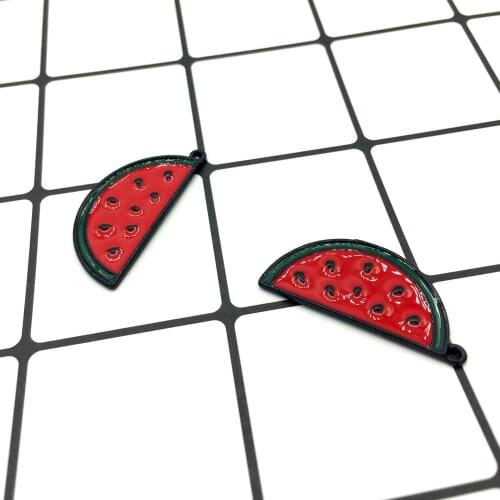 10pcs/pack Alloy Enamel Watermelon Pendant Charms Handmade Craft for Earrings Bracelet Necklace