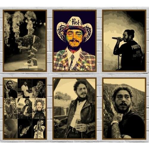 Living Decor Post Malone Poster Hip Hop Singer Poster Prints Rapper Photo Portrait Picture Cafe Wall Art Painting 42X30cm