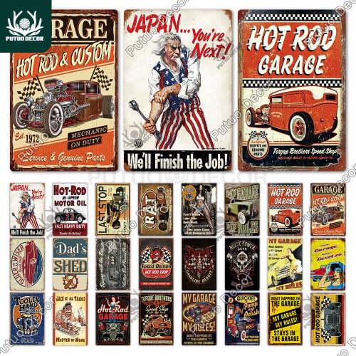 Garage Metal Sign Plaque Metal Vintage Tin Sign Retro Garage Signs Man Cave Wall Decor Iron Painting