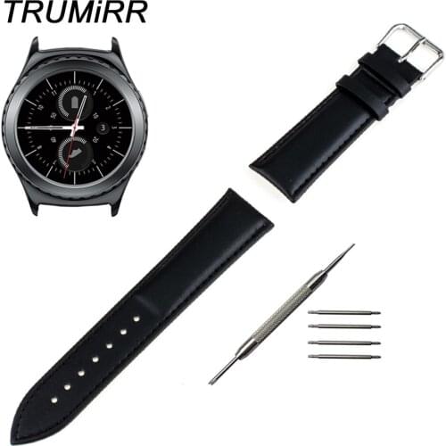 20mm Genuine Leather Watch Band for Samsung Gear S2 Classic R732 & R735 Moto 360 2 42mm Mens Wrist Strap Bracelet Black Brown