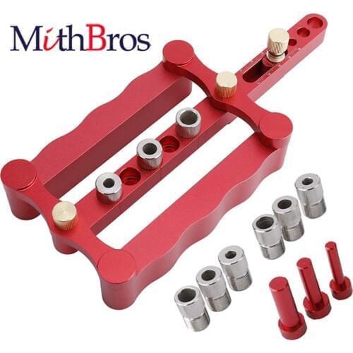 MithBros Woodworking Self-centering Doweling Jig for Dowels 6/8/10mm Drill Guid Precise Punch Locator Tools Kit for Carpentry