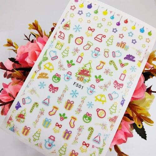 Christmas Nail Sticker 3D Sliders Foil Designs Snowman Sock Gift Star Nail Art Decoraciones Toenail Manicure Accesorios Tips