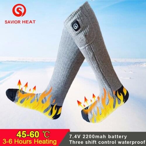Savior Winter Battery Heated Socks Electric Heating Snowboard Warm Knee-High Thick Ice Fishing Cycling Hiking Skiing Socks