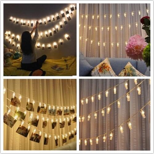 1.5 M 10 Lamp Photo Clip LED Battery Box LED Strip Light Wedding Decoration for Home Baby Shower Party Decoration Garland Natal