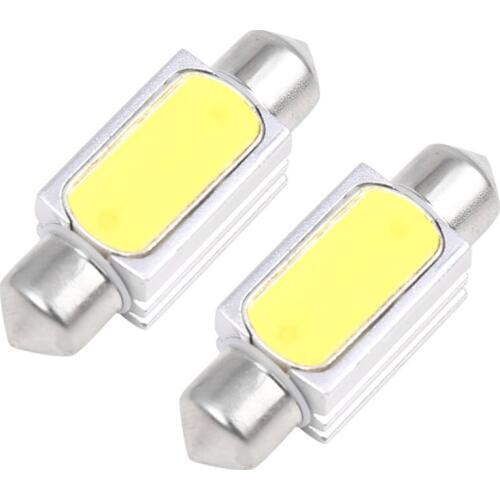 Uxcell 2pcs White 36mm COB 2 LED 1.02W Festoon Dome Car Light Interior Lamp Bulb