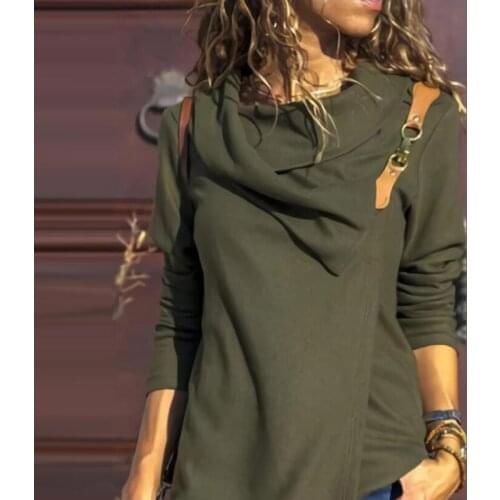 2021 Women Slim Belt Solid Color Loose Top Round Neck Full Sleeve Casual Shirt Femme Autumn Large Size 3XL Pullover Streetwear