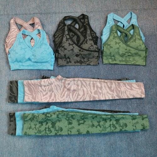 New Camo Seamless Dropshipping Gym Clothing Sports Tights Bra/pants Fitness Sports High Waist Gym Leggings Camo Fitness Suit