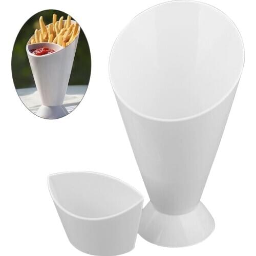 1 Pcs Portable Fries Shelf Plate Tray Assorted Sauce Chips Ketchup Jam Snack Cone Dip Cup Tableware Serve Potato Kitchen Tools