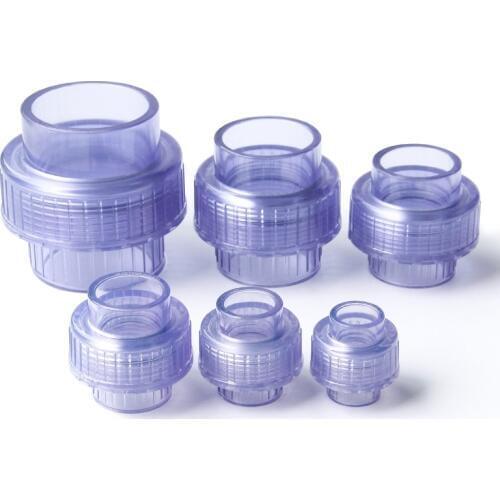 1pc ID.20~63mm Transparent UPVC Union Connectors Garden Irrigation Water Supply Adapter Aquarium Fish Tank Straight Plug Joints