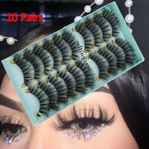 10Pairs 3D Mink Hair False Eyelashes Sparse Fluffy Natural Eyelashes Eyelash Extension