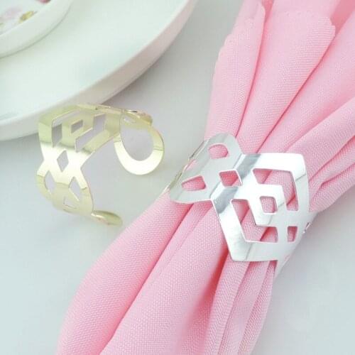 12pcs/lot New Arrival Silver/Gold Alloy Hollow out Napkin Rings Napkin Buckle For Kitchen Table Decoration Hotel Wedding Decors