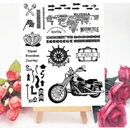 14x18CM Motorcycle Travel Transparent Seal Clear Stamps Silicone Seal Roller Stamps DIY Scrapbook Album / Card Production