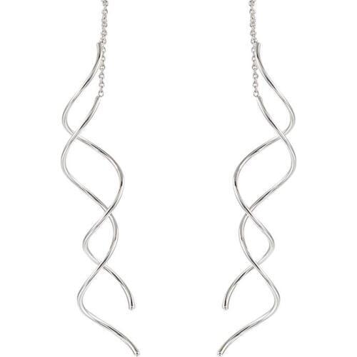 2 Pair Brass Wave Ear Thread Ear Wire DIY Jewelry Accessories, Platinum,118~120mm; Pin: 1mm F80