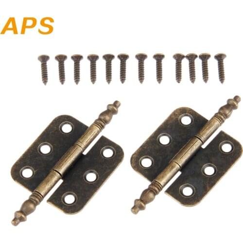2Pcs 70*35mm Antique Door Cabinet Hinges 6 Holes Jewelry Gift Box Drawer Cupboard Decorative Hinge for Furniture Hardware