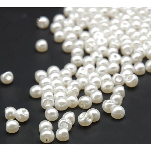 6MM 200Pcs White Imitation Pearls Buttons Side Hole Plastic Clothing Collar Beads Material Decorative Accessories