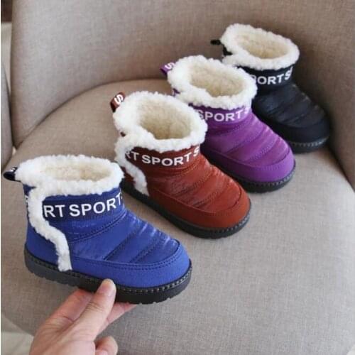 2021 Girls Boots Boys Boots Kids Boots Children Winter Snow Boots Warm Cotton Buckled Rubber Boots Flock Fabric Soft Inside