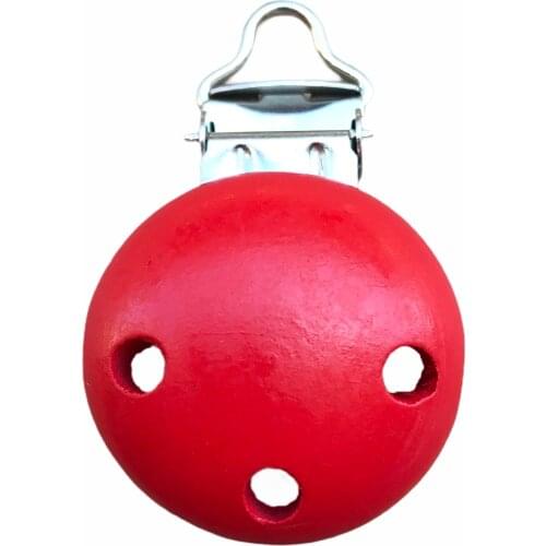 25PCS Red Color Natural Wood Baby Pacifier Dummy Suspender Holder Clips