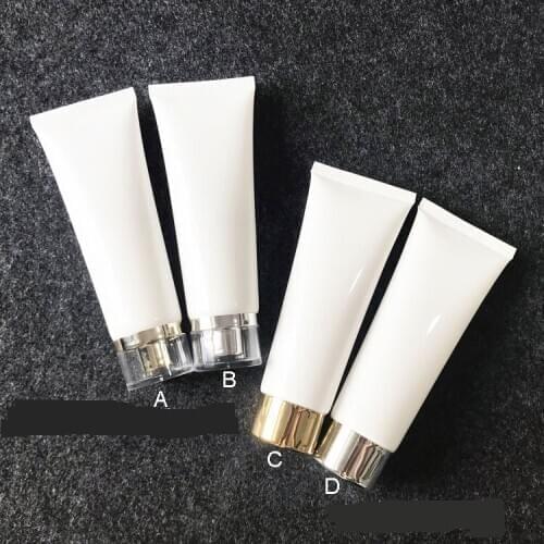 300pcs/lot 80g 80ml White Empty Plastic Squeeze Bottle Cosmetic Facial Cleanser Hand Cream Soft Tube