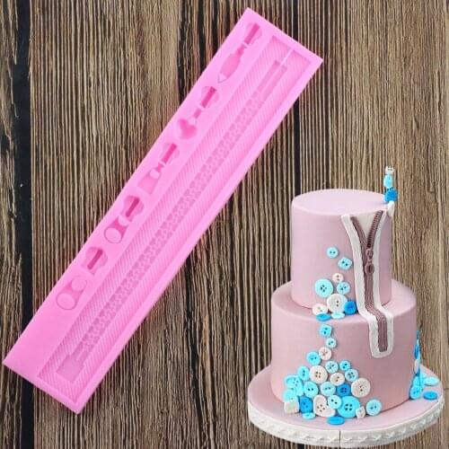 3D Clothes Zipper Fondant Cake Silicone Mold Cake Border Decorating Tools Chocolate Baking Molds kitchen Accessories