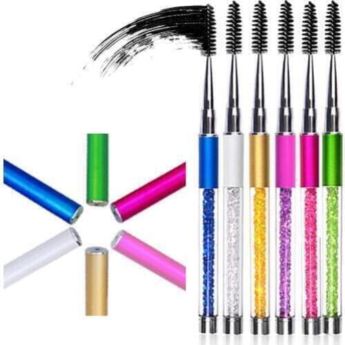5PCS 10 Colors Crystal Rhinestone Handle Eyelash Makeup Brush Mascara Spiral Wands Eyelash Eyebrow Extension Applicator Brush