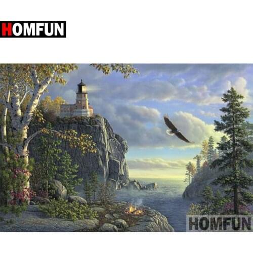 HOMFUN Full Square/Round Drill 5D DIY Diamond Painting "Eagle scenery" Embroidery Cross Stitch 5D Home Decor Gift A17675