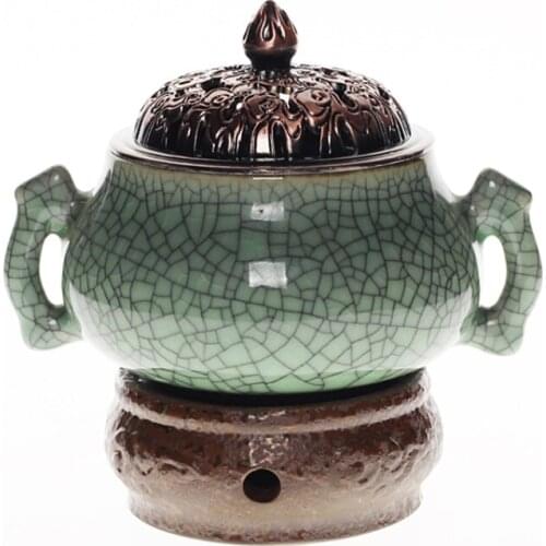 Retro Electric Incense Burner Ceramic Oil Warmer Charcoal Smoke Diffuser Room Smell Bruciatore Incenso Burner Holder AC50XX