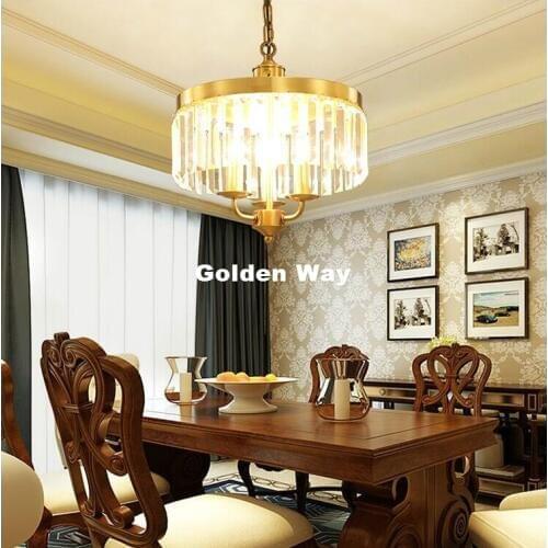 Free Shipping Brass Restaurant Cafe Light Copper Pendant Lamps Bedroom Hanging Lamps Dining Room LED Bronze Crystal Pendant Lamp