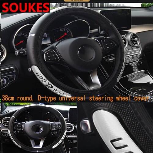 36-40CM Leather Automobiles Car Steering Wheel Covers For Mitsubishi ASX Lancer 10 9 Outlander Pajero Suzuki Swift Grand Vitara
