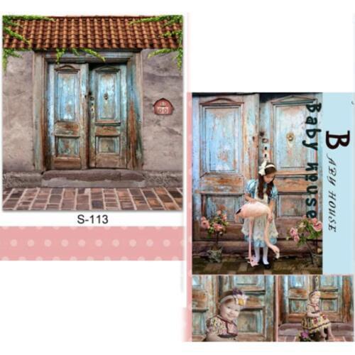 DAWNKNOW Retro Door Vinyl Photography Background For Children Stone Floor Polyester Backdrop For Baby Photo Studio S113