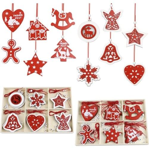 Wooden Christmas Ornaments Kids Toys For Chirstmas Tree Hanging Pendants Xmas Decoration for Home Party New Year Home Decore