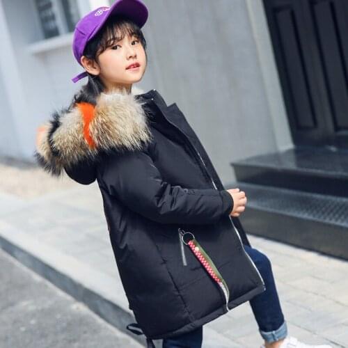 Children Down Jacket 2018 New Girls Winter Coat Kids Long Thick Outwear Coat Embroidery Pattern Letters Fashion Jacket For Girls
