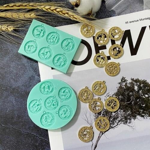 E56A Silicone Mold Constellation Keychain Mould With Hole Keyring Pendant DIY Craft