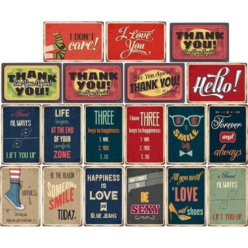 Daily Words of Life Metal Sign Retro Metal Tin Plaque i Love You Hello Thank You Wall Art Poster Iron Painting Home Decor Cafe