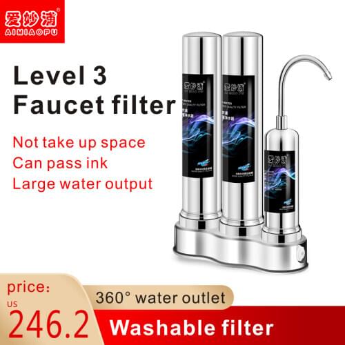 3 Stage Large Water Output 304 Stainless Steel Water Filter Easy Install Activated Carbon Filtration Drink Direct Remove Odors