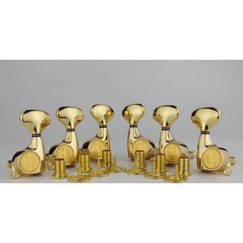 Guyker 3R3L Guitar Machine Heads 1:21 Sealed Tuning Key Pegs Tuners Set Replacement for ST TL SG Style Electric Guitars Gold