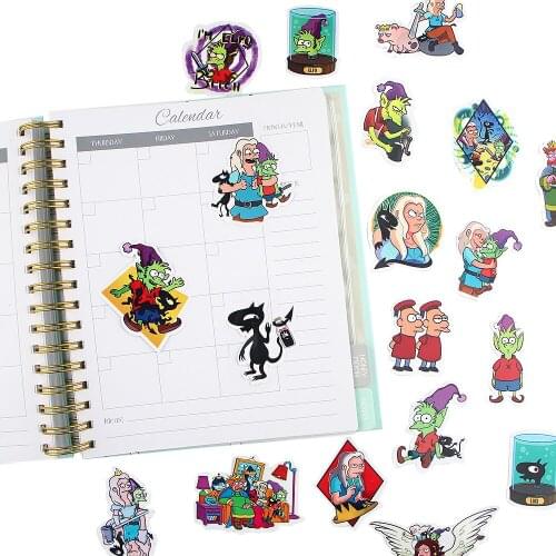JY373 36pcs/set Cartoon Funny Decorative Stickers aesthetic Album Diary Stick Label Paper Decor Hand Account