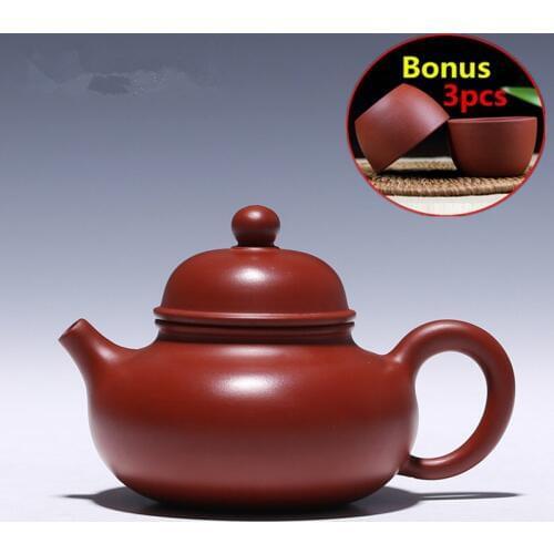 180ml Chinese ZiSha Tea Pot Set Bonus 3 Tea Cups Yixing Handmade Tea Pot Kettle Purple Clay Teapots with Gift Box Free Shipping