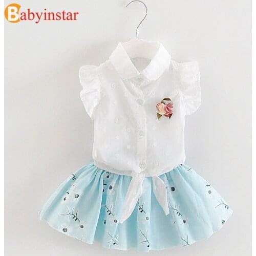 Babyinstar 2020 New Fashion Girls Kids Clothing 2Pcs Cute Shirt+skirt Kids Toddler Children Clothes Sets Girls Summer Set
